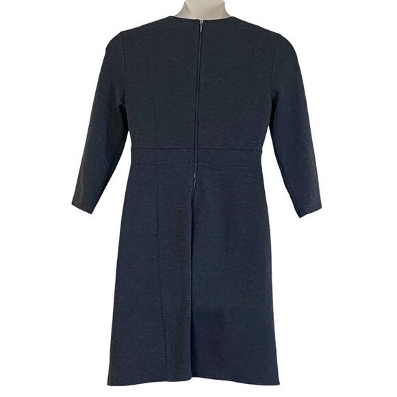 Neiman Marcus Charcoal Gray Long Sleeve Criss Cross Detail Shift Dress Sz 14 - Picture 10 of 11